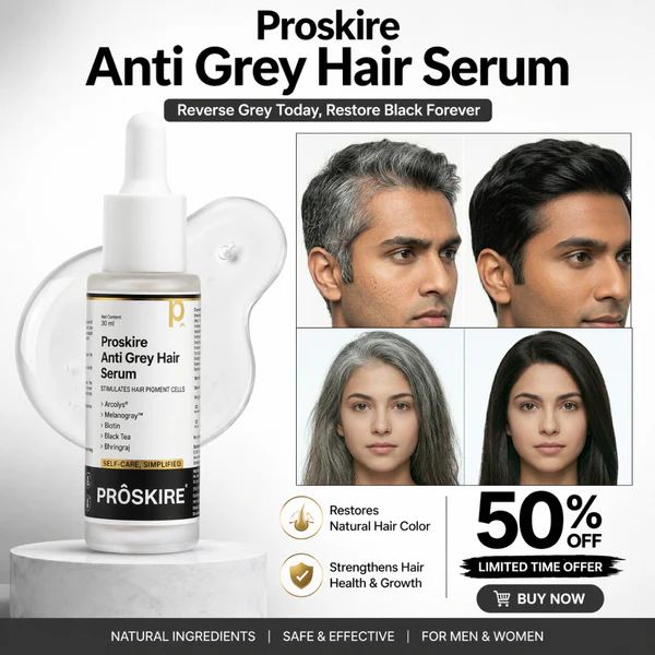 Proskire Anti Grey Hair Serum | Restores Natural Hair Color, Stimulates Pigment Cells, Reduces Grey Hair in 4 Weeks – For Men & Women - Image 2