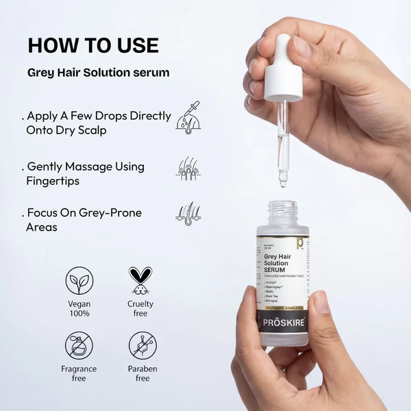 Proskire Anti Grey Hair Serum | Restores Natural Hair Color, Stimulates Pigment Cells, Reduces Grey Hair in 4 Weeks – For Men & Women - Image 6