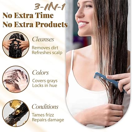 100% Gray Hair Coverage for Men & Women, Instant and Long-lasting Hair Color Shampoo in Minutes - Image 6